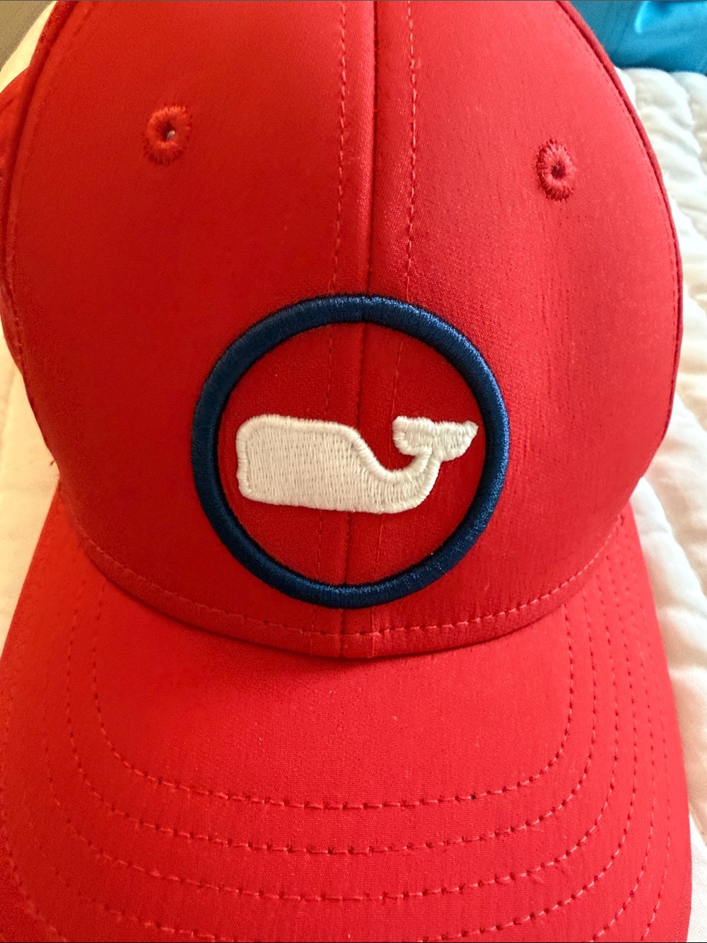Vineyard Vines Red Cap with White Whale and Blue Ring - Picture 4 of 4